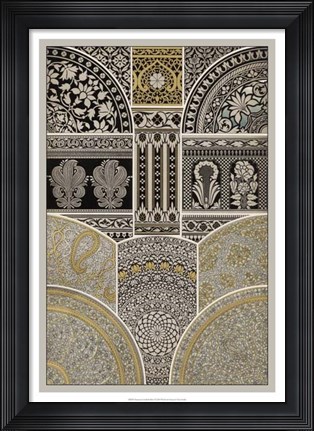 Framed Ornament in Gold &amp; Silver I Print