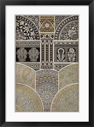 Framed Ornament in Gold &amp; Silver I Print