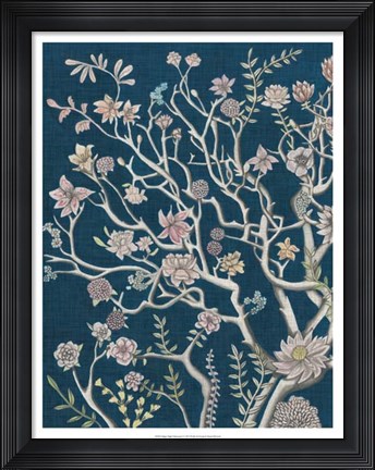 Framed Indigo Night Chinoiserie I Print