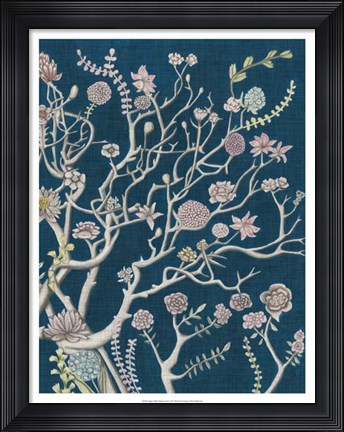 Framed Indigo Night Chinoiserie II Print