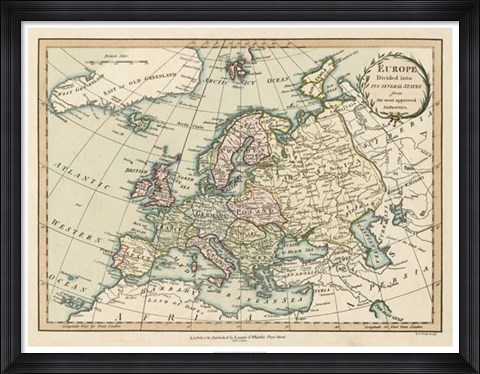 Framed Historic Map of Europe Print