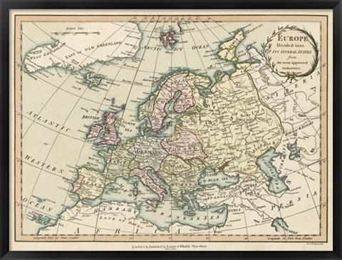Framed Historic Map of Europe Print