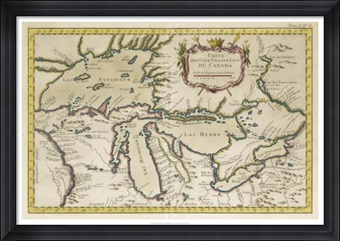 Framed Map of the Great Lakes Print