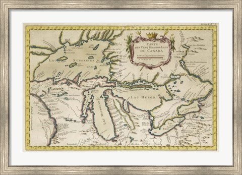 Framed Map of the Great Lakes Print
