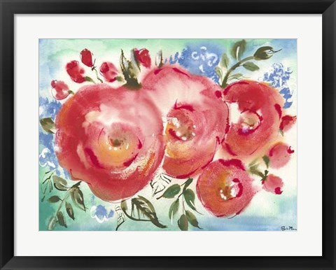 Framed Bed of Roses I Print