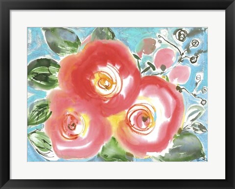 Framed Bed of Roses II Print