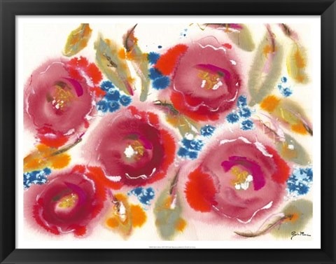 Framed Bed of Roses III Print