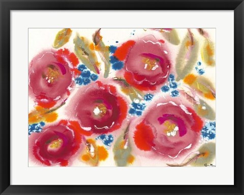 Framed Bed of Roses III Print