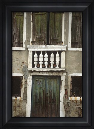 Framed Venice Green Windows Print