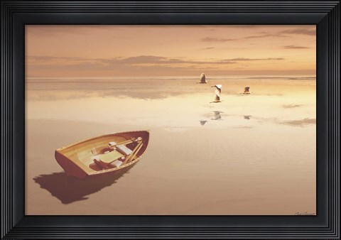 Framed Soft Sunrise on the Beach 2 Print