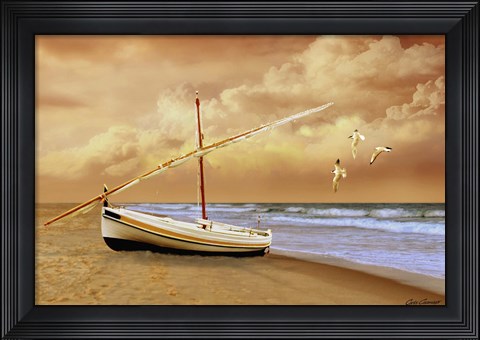 Framed Soft Sunrise on the Beach 10 Print