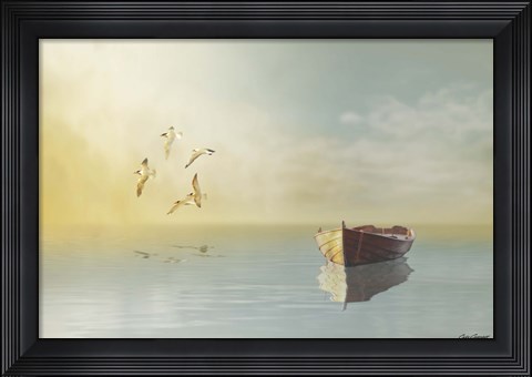 Framed Soft Sunrise on the Beach 11 Print