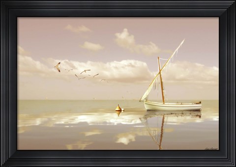 Framed Soft Sunrise on the Beach 12 Print