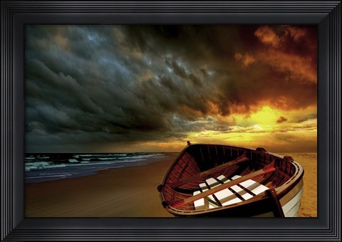 Framed Soft Sunrise on the Beach 9 Print