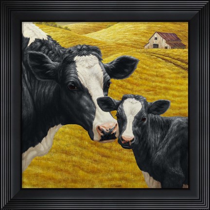 Framed Holstein Cow and Calf Print