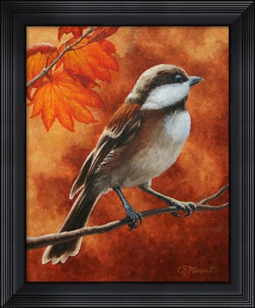 Framed Autumn Chickadee Print