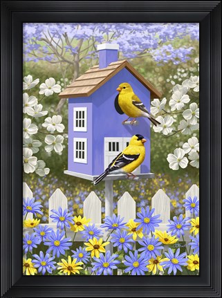 Framed Goldfinch Garden Home Print