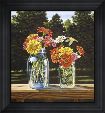 Framed Zinnias a Sunnin&#39; Print