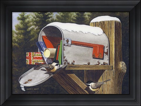 Framed Chickadee&#39;s Watch Print