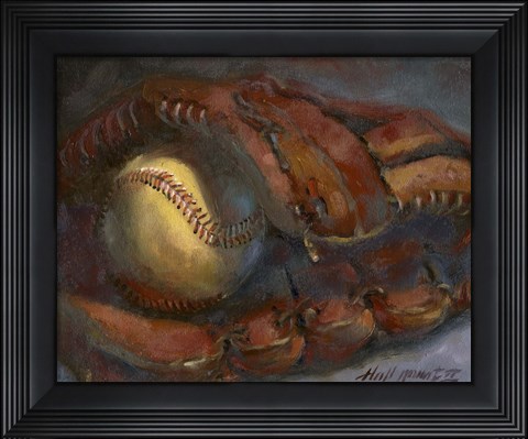 Framed Baseball and Mitt Print