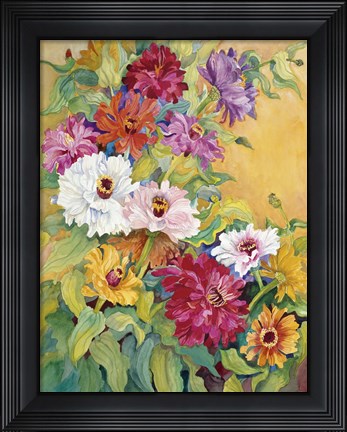 Framed Mardi Gras Zinnias Print