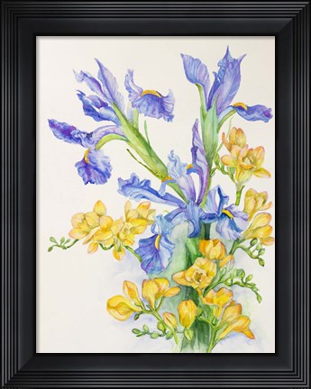 Framed Iris With Gold Fuscia Print
