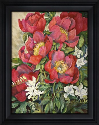 Framed Red Peonies Print