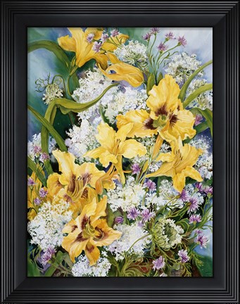 Framed Wild Flowers And Daylilies Print