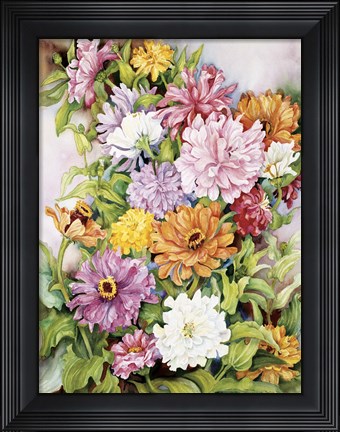 Framed Zinnias Standing Tall Print