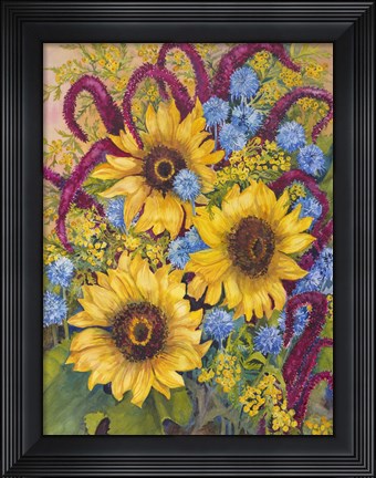 Framed Sunflowers And Thistles Print