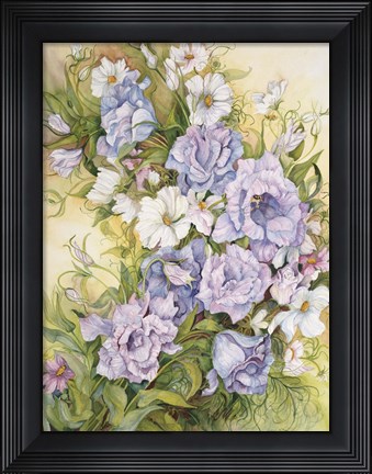 Framed Blue Prairie Gentian And Cosmos Print