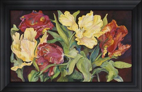 Framed Red And Yellow Parrot Tulips Print