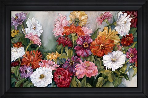 Framed Zinnias Print