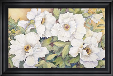 Framed Peonies Dressed In White Print