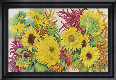 Framed Sunflowers And Amaranth Print