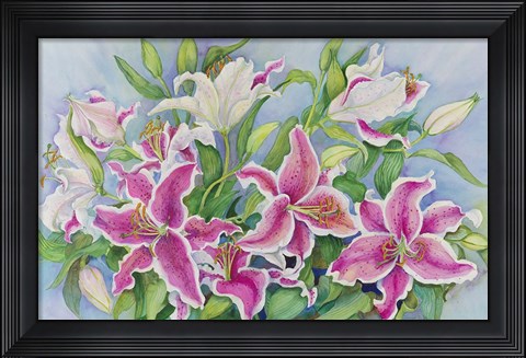 Framed Lilies And Buds Print