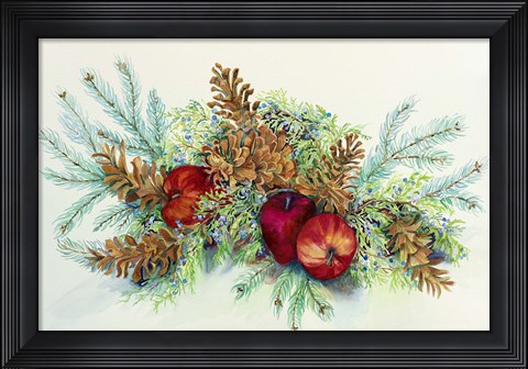Framed Winter Greens With Apples Print