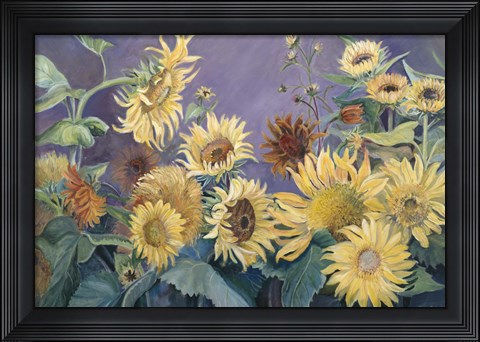 Framed Sunflower In Purple Sky Print