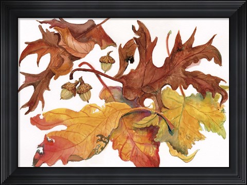 Framed Leaves And Acorns Print