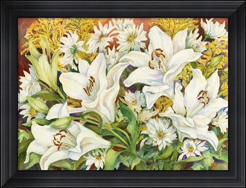 Framed Lilies and Daisies Print