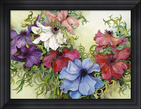 Framed Rainbow Of Anemones Print