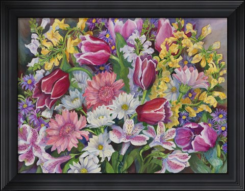 Framed Tulips In A Spring Mix Print