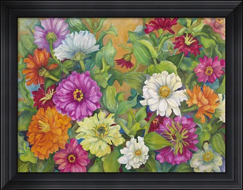 Framed Zinnias Palette Of Color Print