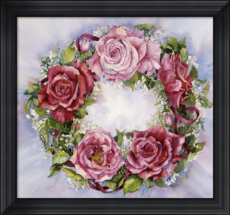 Framed Rose Wreath Print