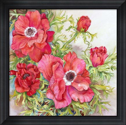 Framed Red Anemones Print