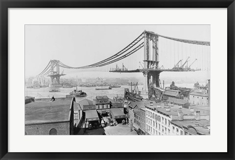 Framed Manhattan Bridge Construction 1909 Print