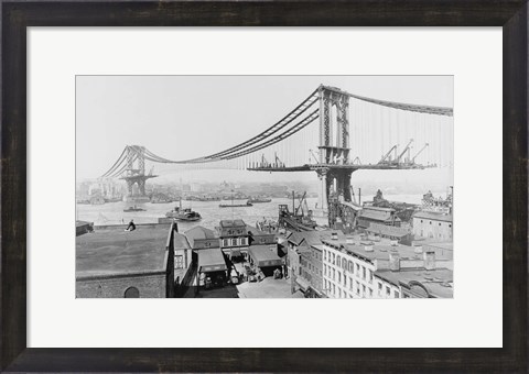 Framed Manhattan Bridge Construction 1909 Print