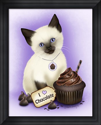 Framed Chocolate Cupcake Kitten Print