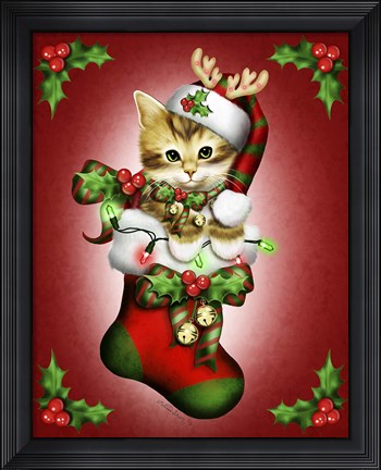 Framed Reindeer Stocking Print