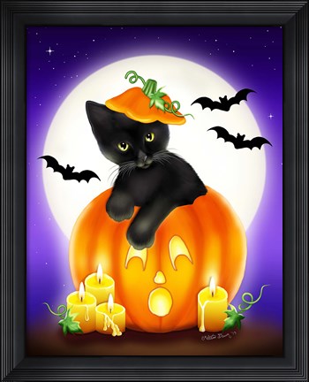Framed Halloween Kitty Print